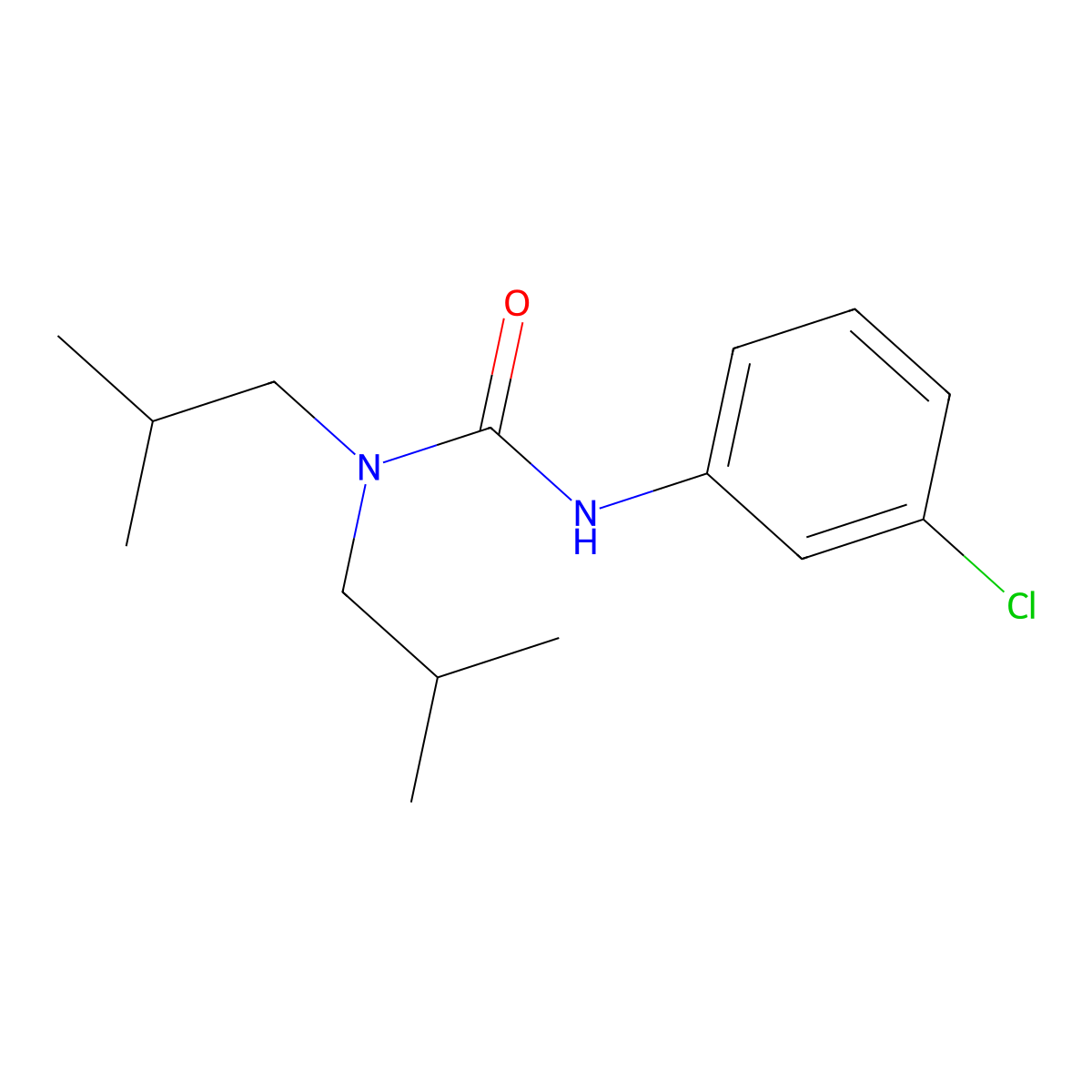 3-(3-Chlorophenyl)-1,1-diisobutylurea molecular structure, CAS 82744-87-4