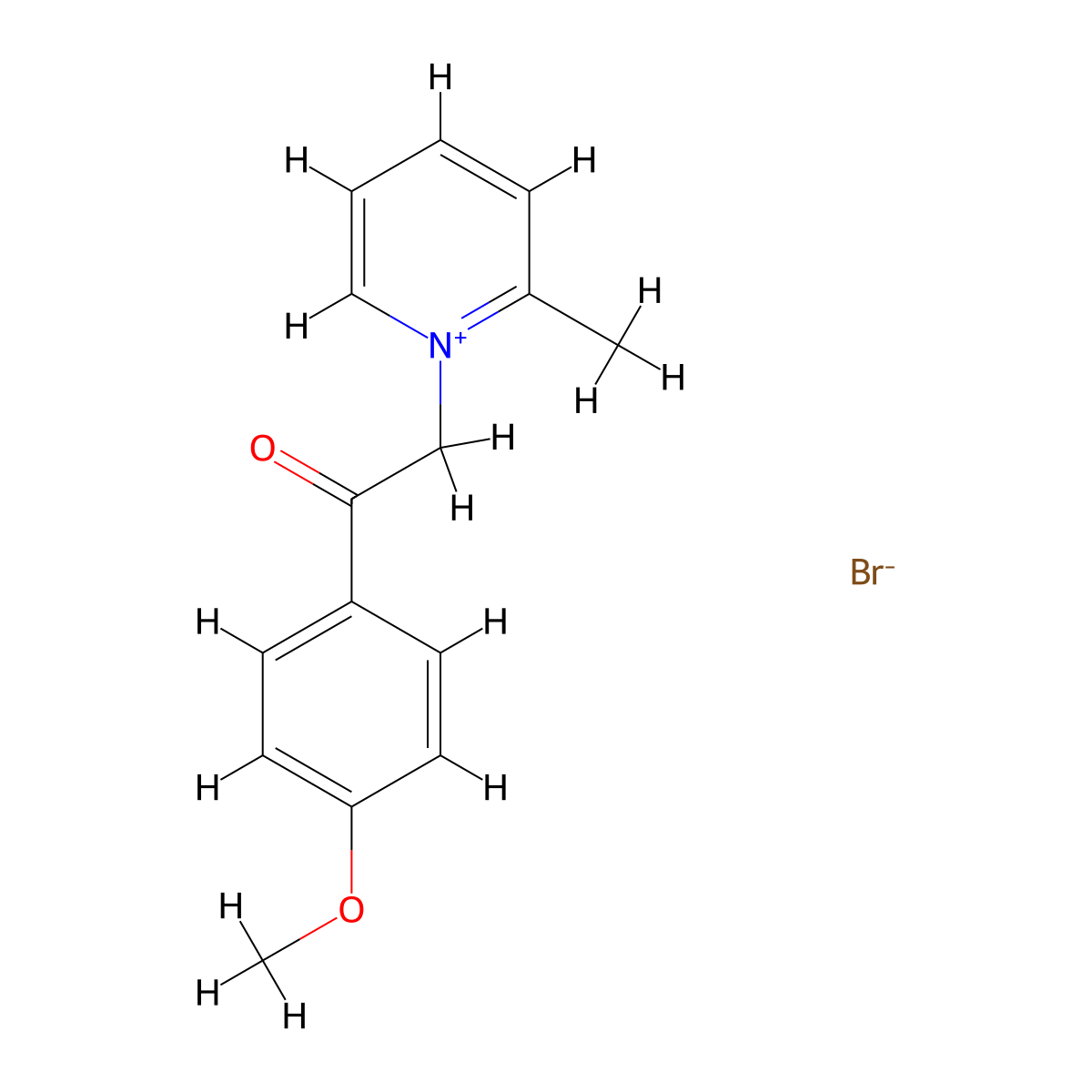 1-[2-(4-Methoxyphenyl)-2-oxoethyl]-2-methylpyridinium bromide molecular structure, CAS 82746-45-0