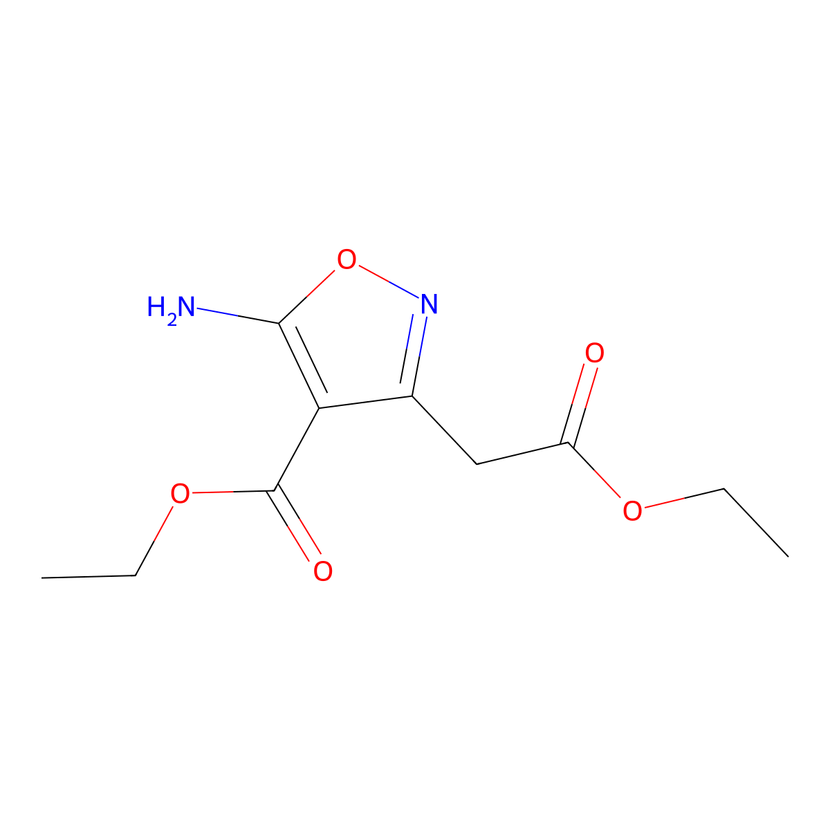 Ethyl 5-amino-3-(2-ethoxy-2-oxoethyl)isoxazole-4-carboxylate molecular structure, CAS 82754-70-9