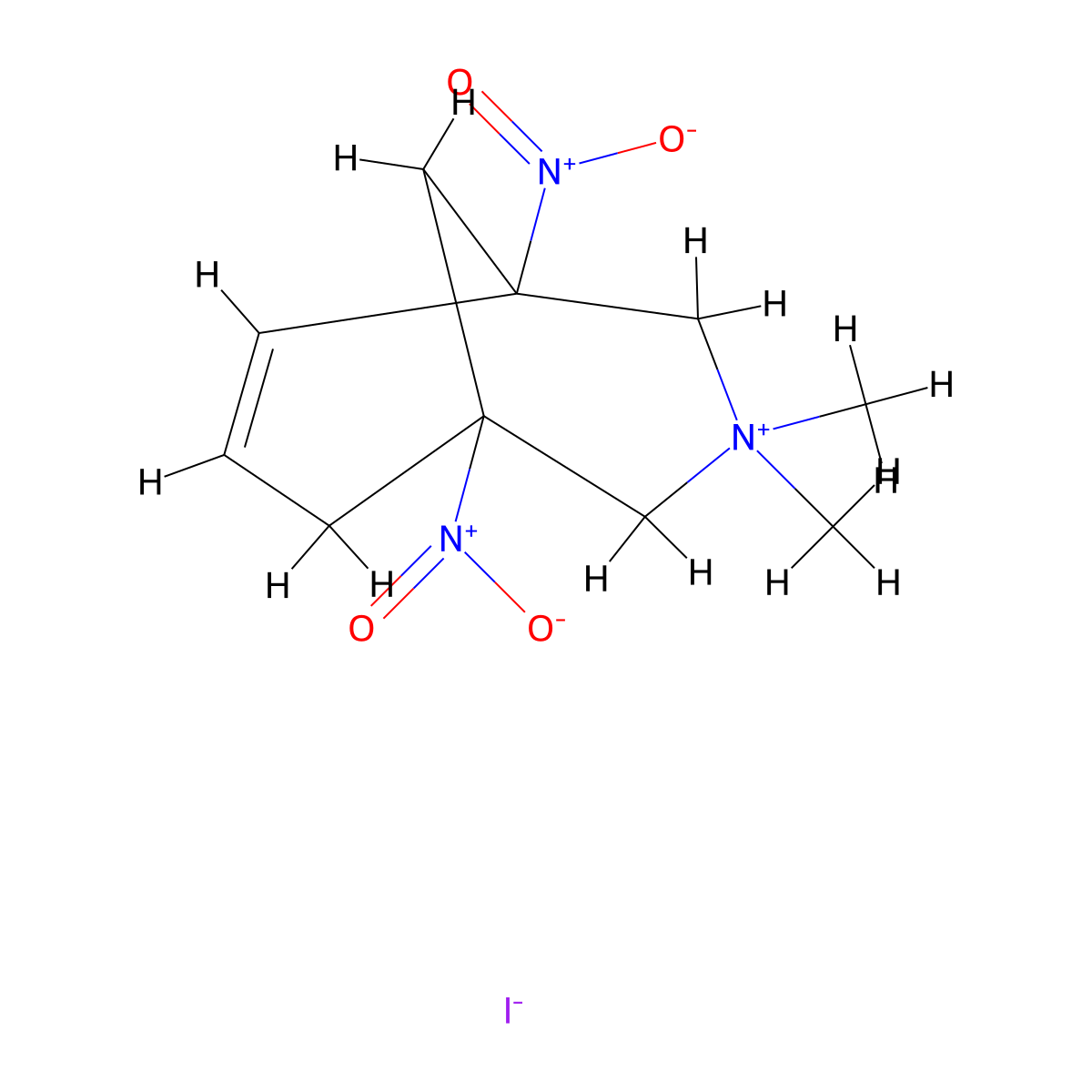 3,3-Dimethyl-1,5-dinitro-3-azabicyclo[3.3.1]non-6-en-3-ium iodide molecular structure, CAS 827580-71-2
