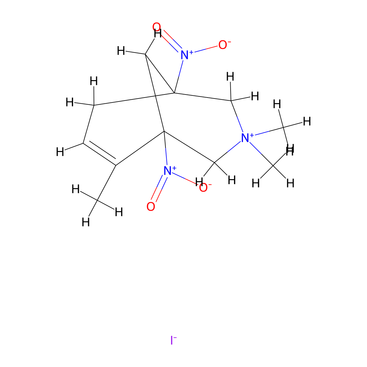 3,3,6-Trimethyl-1,5-dinitro-3-azabicyclo[3.3.1]non-6-en-3-ium iodide molecular structure, CAS 827580-72-3