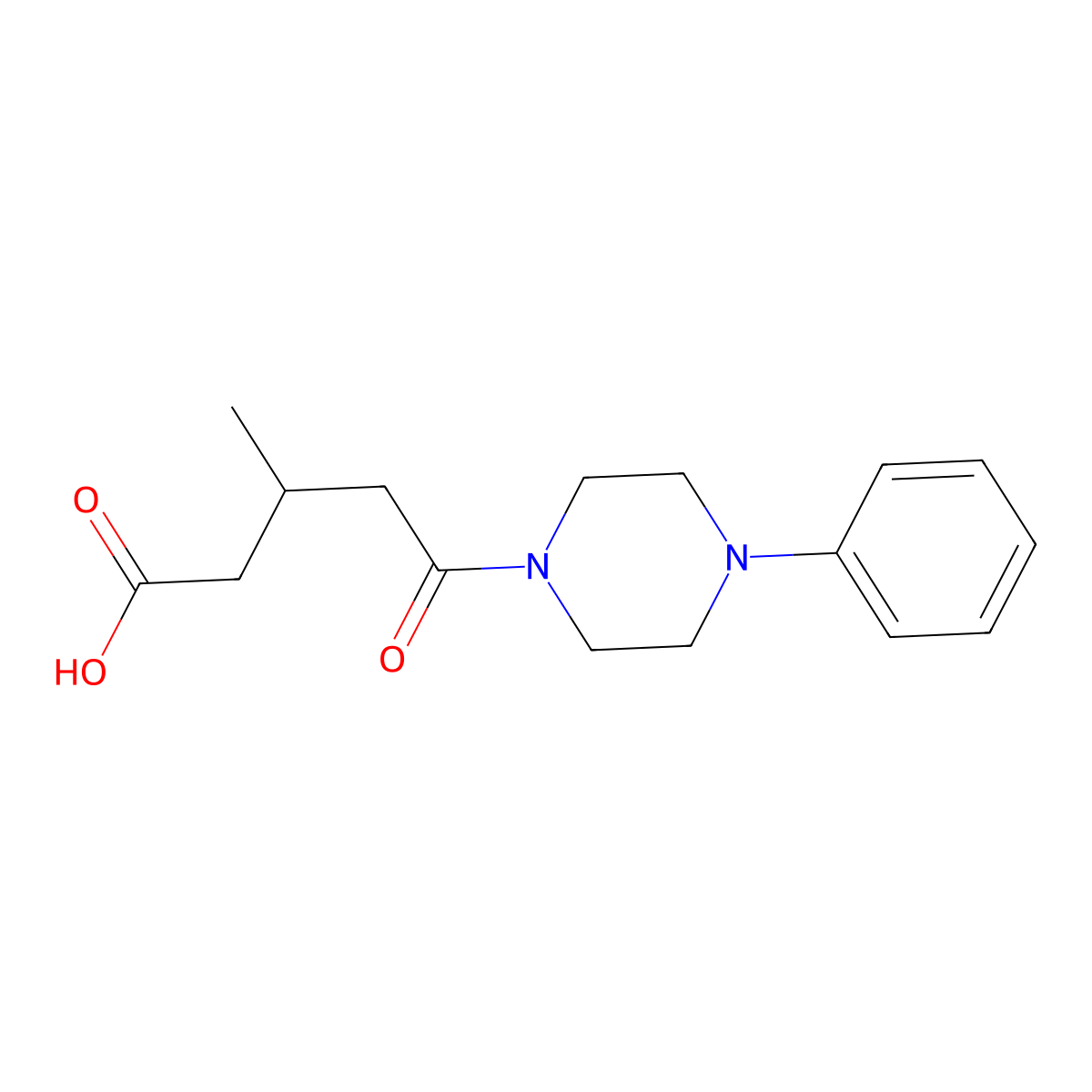 3-Methyl-5-oxo-5-(4-phenylpiperazin-1-yl)pentanoic acid molecular structure, CAS 827583-92-6
