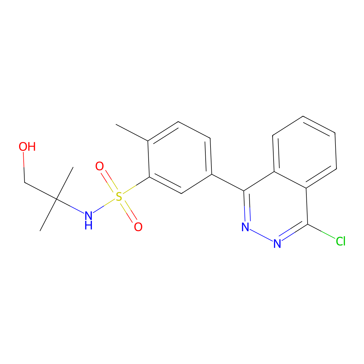 5-(4-chlorophthalazin-1-yl)-N-(1-hydroxy-2-methylpropan-2-yl)-2-methylbenzenesulfonamide molecular structure, CAS 827584-56-5
