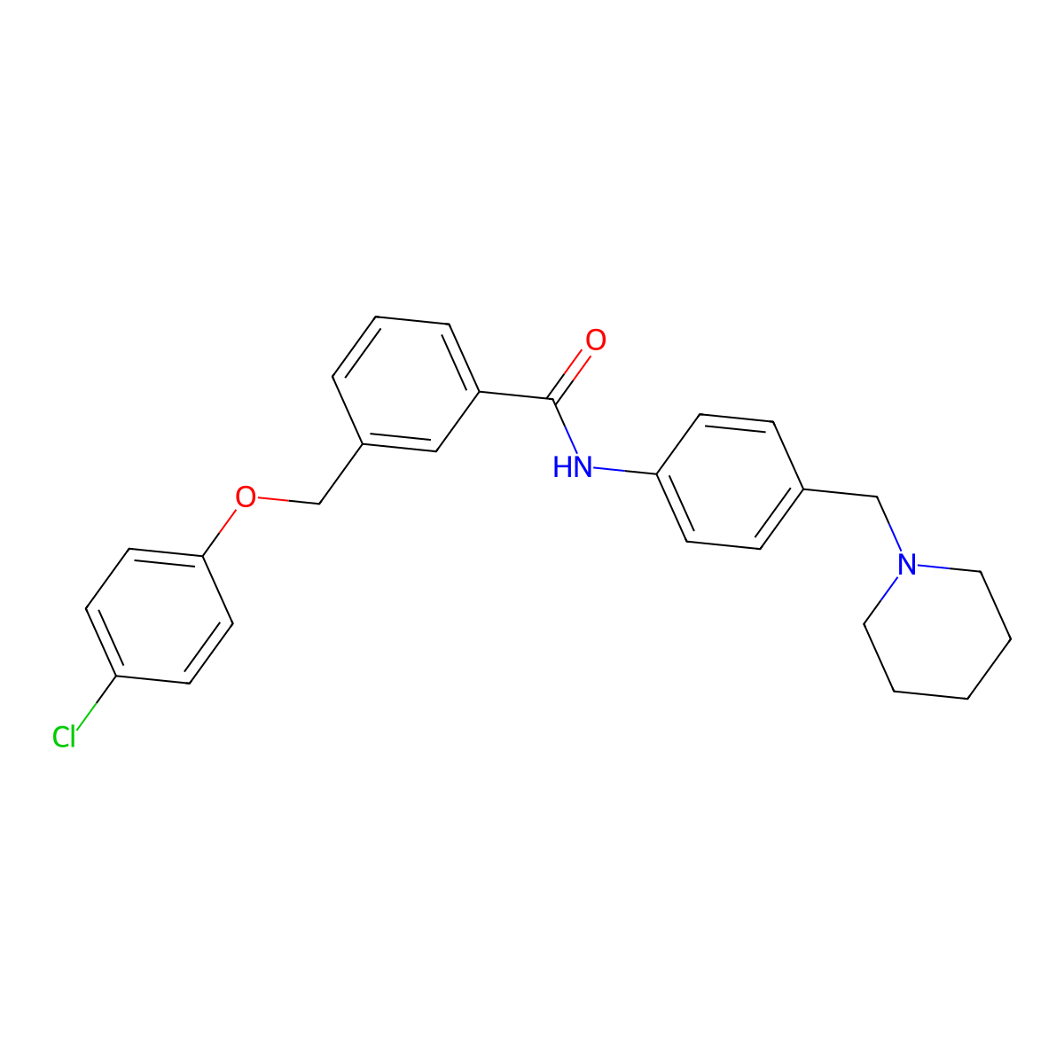 3-((4-Chlorophenoxy)methyl)-N-(4-(1-piperidinylmethyl)phenyl)benzamide molecular structure, CAS 827586-01-6