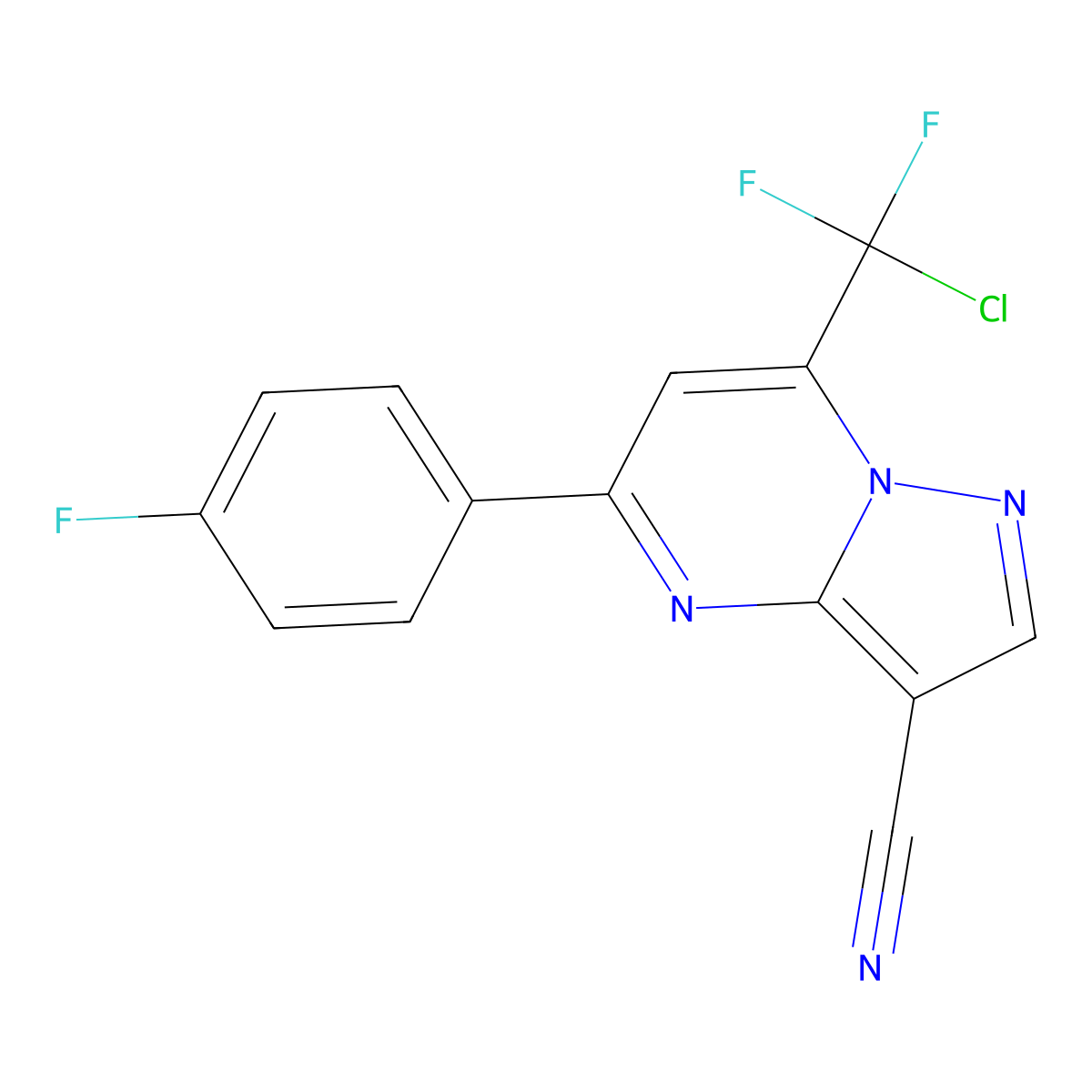 7-[Chloro(difluoro)methyl]-5-(4-fluorophenyl)pyrazolo[1,5-a]pyrimidine-3-carbonitrile molecular structure, CAS 827587-47-3