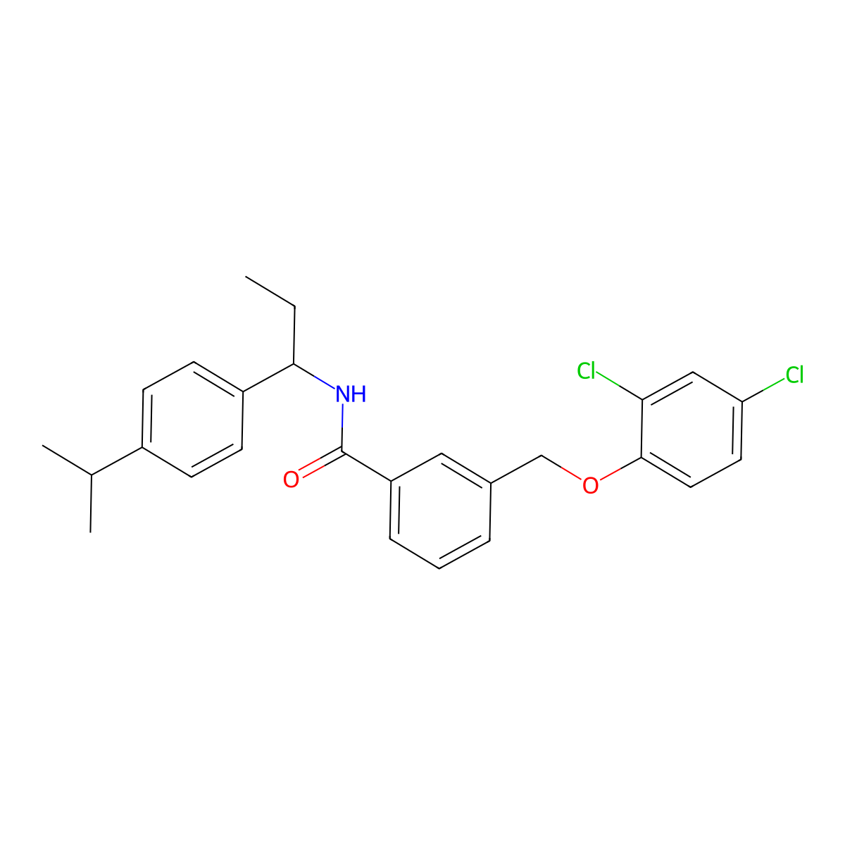 3-[(2,4-dichlorophenoxy)methyl]-N-[1-(4-propan-2-ylphenyl)propyl]benzamide molecular structure, CAS 827588-00-1