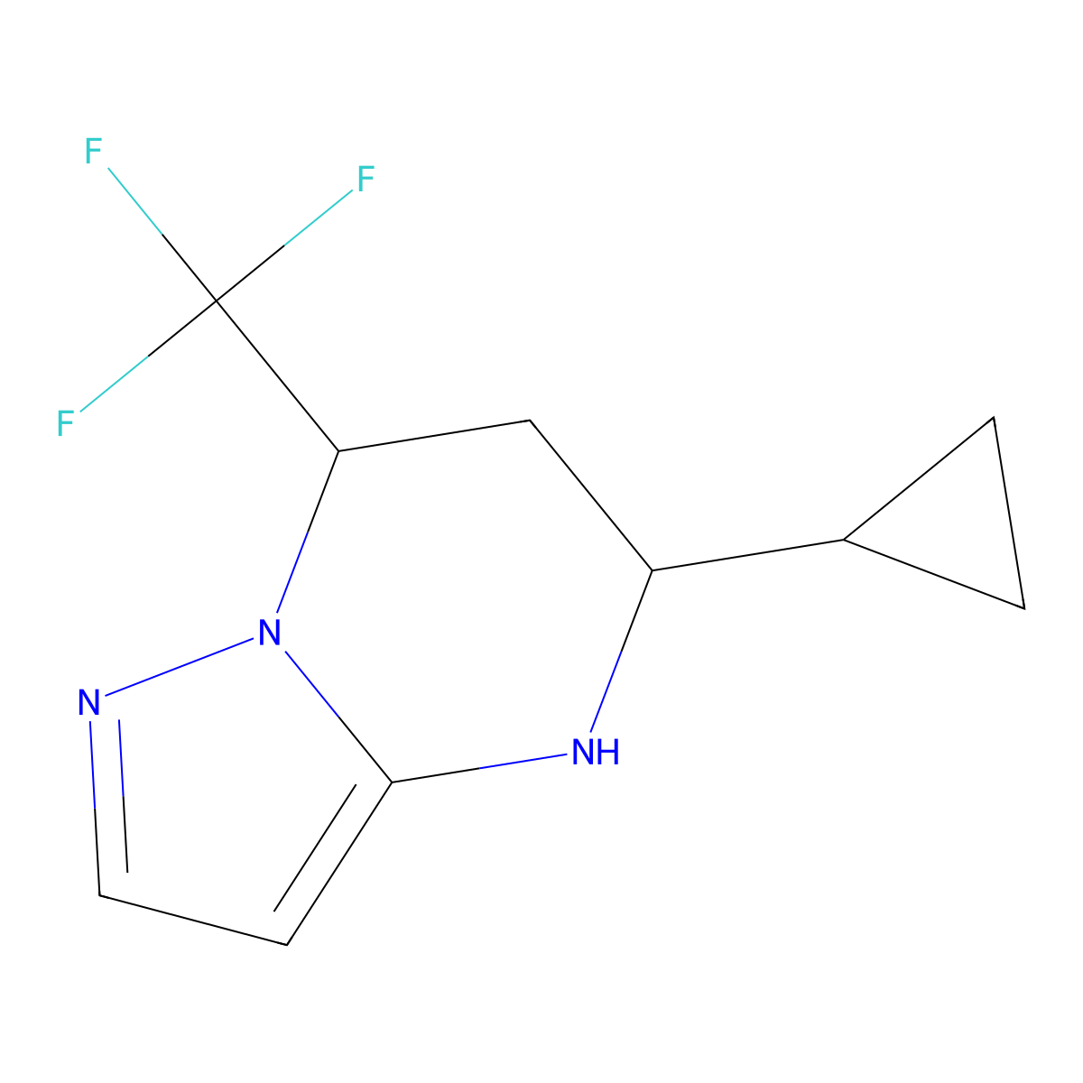 5-Cyclopropyl-7-(trifluoromethyl)-4,5,6,7-tetrahydropyrazolo[1,5-a]pyrimidine molecular structure, CAS 827588-57-8