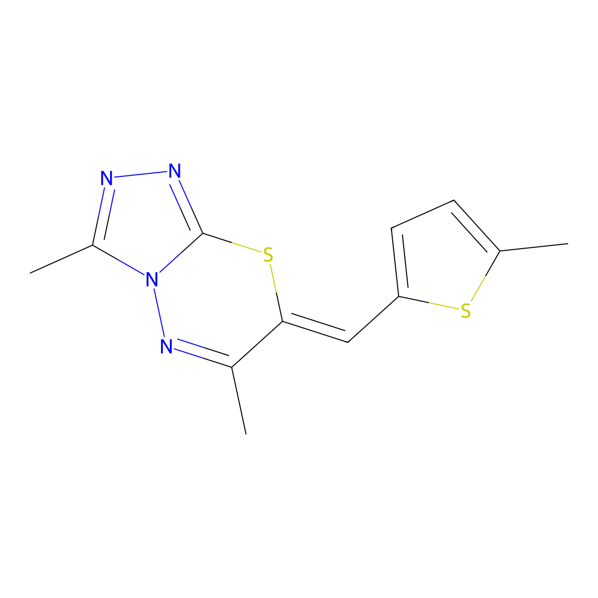 3,6-Dimethyl-7-[(5-methyl-2-thienyl)methylene]-7H-1,2,4-triazolo[3,4-b][1,3,4]thiadiazine molecular structure, CAS 827588-59-0