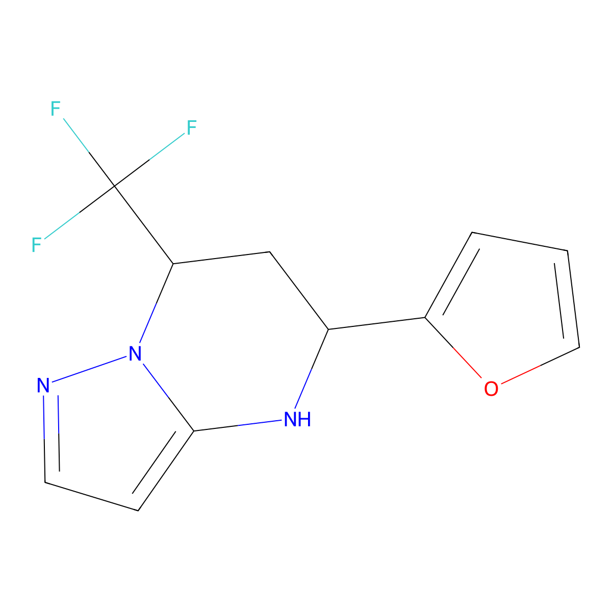5-(Furan-2-yl)-7-(trifluoromethyl)-4,5,6,7-tetrahydropyrazolo[1,5-a]pyrimidine molecular structure, CAS 827588-61-4
