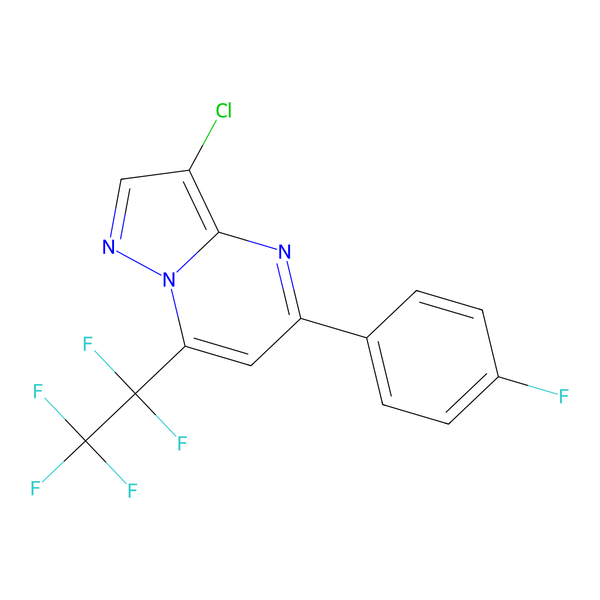 3-Chloro-5-(4-fluorophenyl)-7-(1,1,2,2,2-pentafluoroethyl)pyrazolo[1,5-a]pyrimidine molecular structure, CAS 827588-86-3