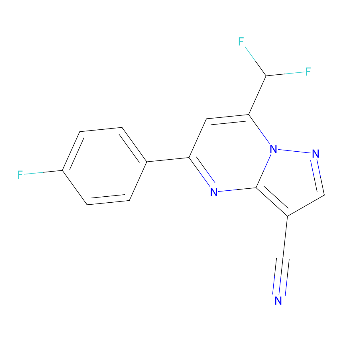 7-(Difluoromethyl)-5-(4-fluorophenyl)pyrazolo[1,5-a]pyrimidine-3-carbonitrile molecular structure, CAS 827589-59-3
