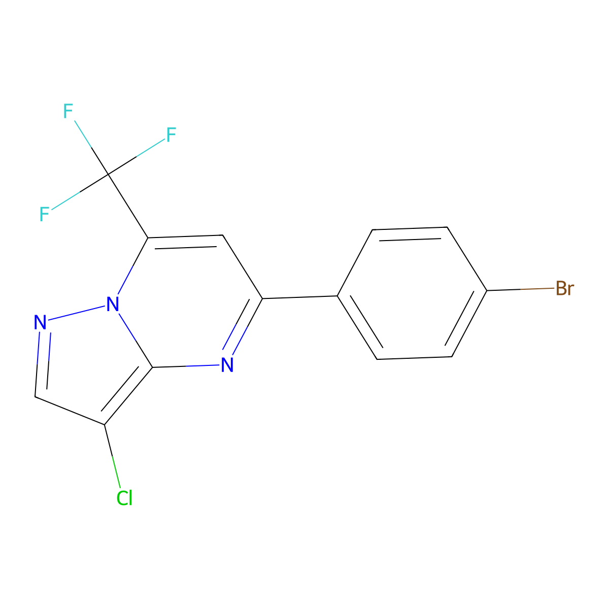 5-(4-Bromophenyl)-3-chloro-7-(trifluoromethyl)pyrazolo[1,5-a]pyrimidine molecular structure, CAS 827590-62-5