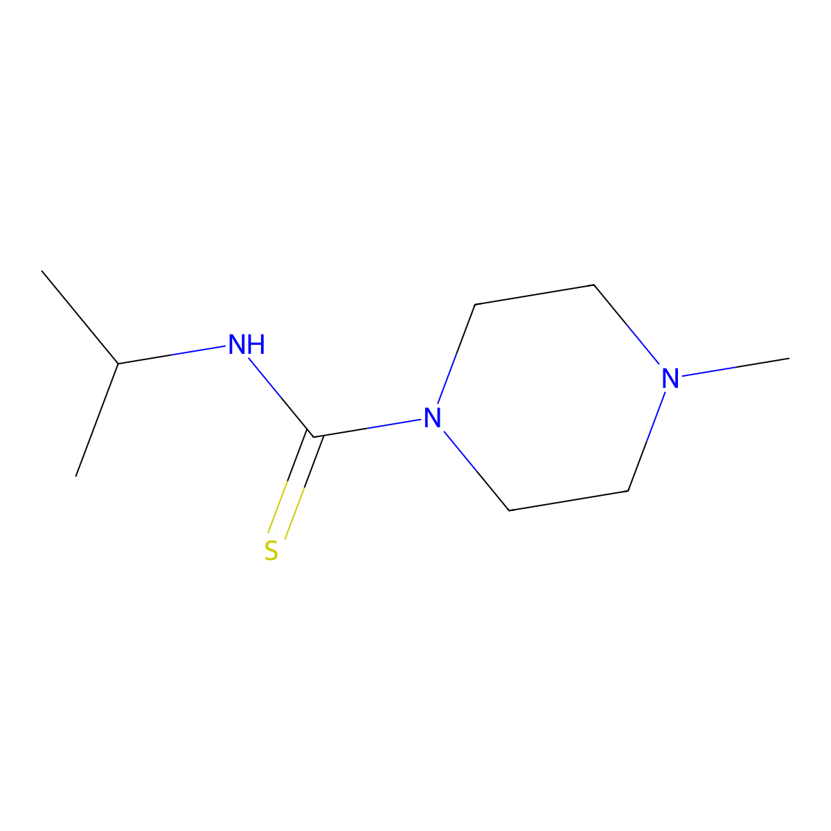 4-methyl-N-(propan-2-yl)piperazine-1-carbothioamide molecular structure, CAS 827590-72-7