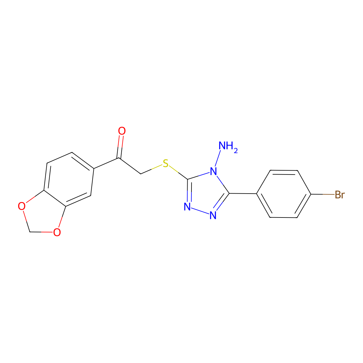 2-{[4-amino-5-(4-bromophenyl)-4H-1,2,4-triazol-3-yl]sulfanyl}-1-(1,3-benzodioxol-5-yl)ethanone molecular structure, CAS 827591-39-9