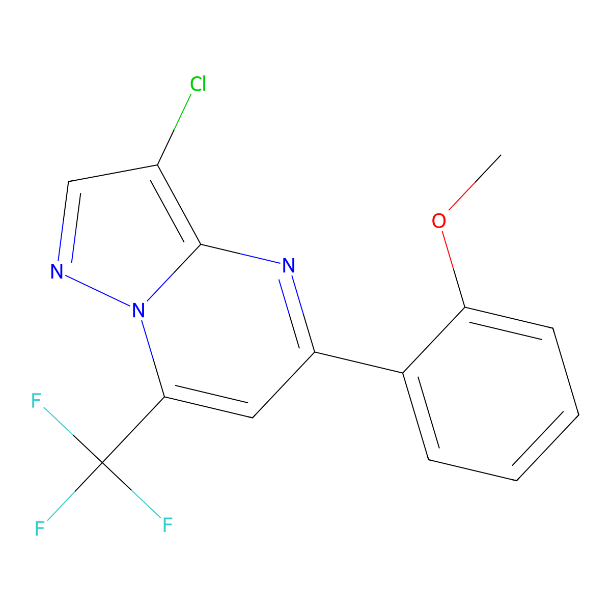 3-Chloro-5-(2-methoxyphenyl)-7-(trifluoromethyl)pyrazolo[1,5-a]pyrimidine molecular structure, CAS 827591-83-3