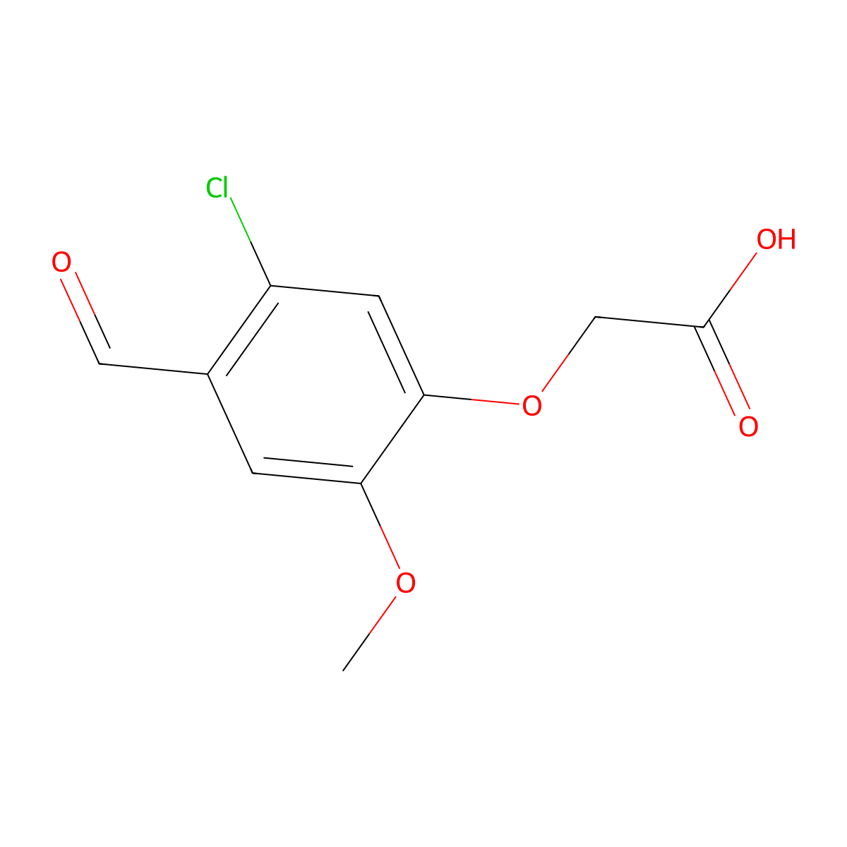 2-(5-Chloro-4-formyl-2-methoxyphenoxy)acetic acid molecular structure, CAS 827592-22-3
