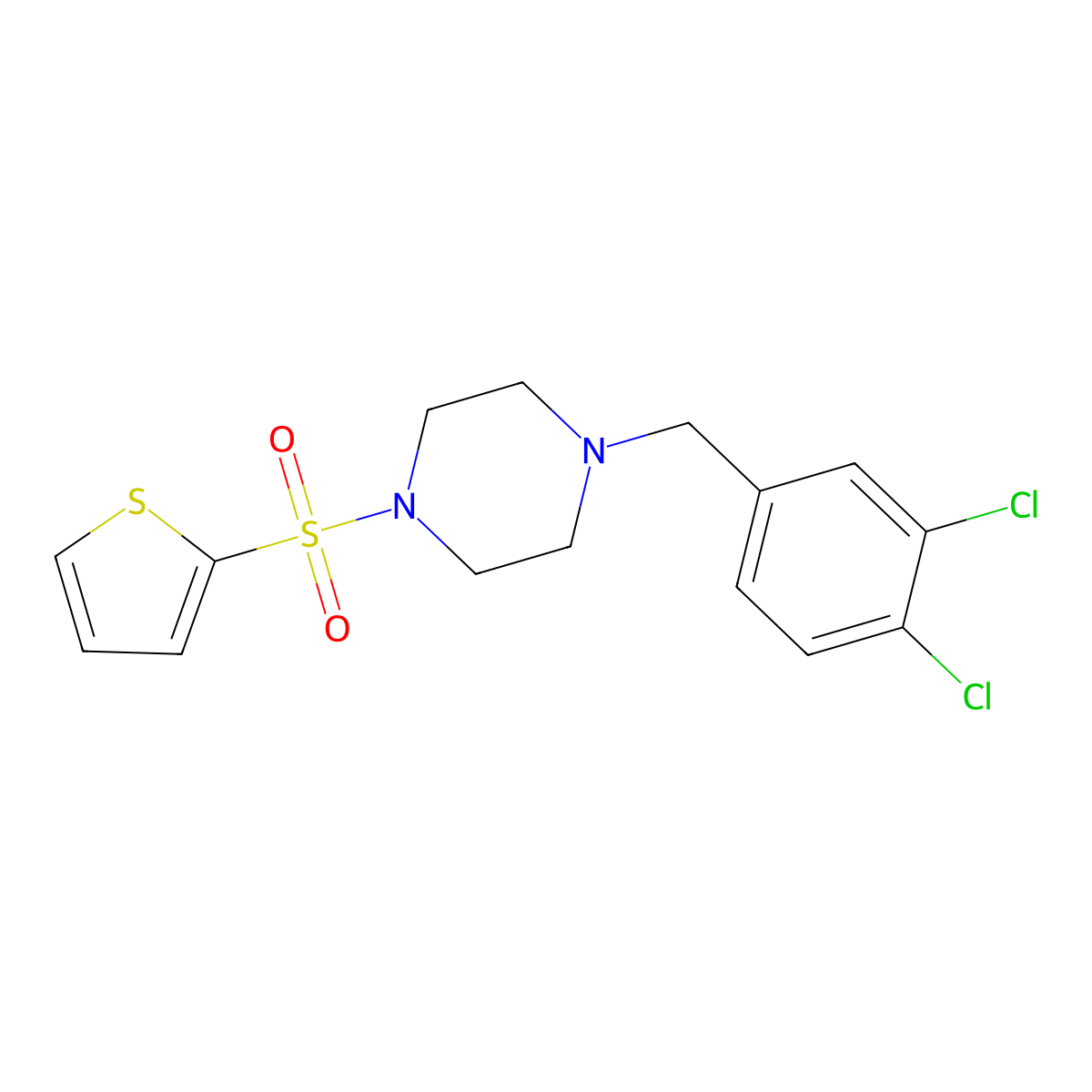 1-[(3,4-Dichlorophenyl)methyl]-4-thiophen-2-ylsulfonylpiperazine molecular structure, CAS 827592-35-8