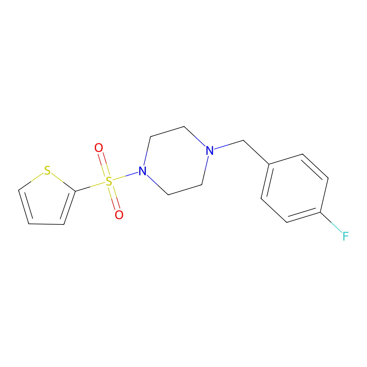 1-[(4-Fluorophenyl)methyl]-4-thiophen-2-ylsulfonylpiperazine molecular structure, CAS 827592-58-5