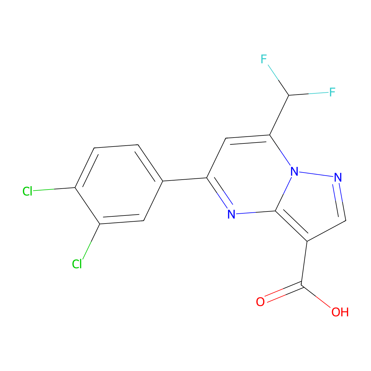5-(3,4-Dichlorophenyl)-7-(difluoromethyl)pyrazolo[1,5-a]pyrimidine-3-carboxylic acid molecular structure, CAS 827592-78-9