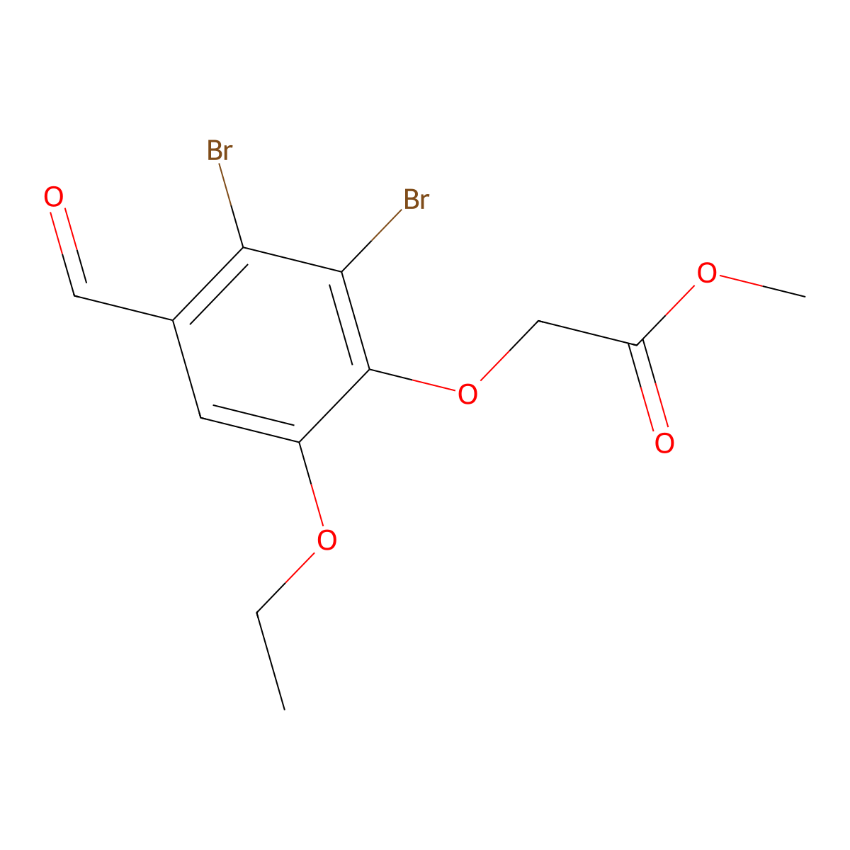 Methyl 2-(2,3-dibromo-6-ethoxy-4-formylphenoxy)acetate molecular structure, CAS 827592-88-1