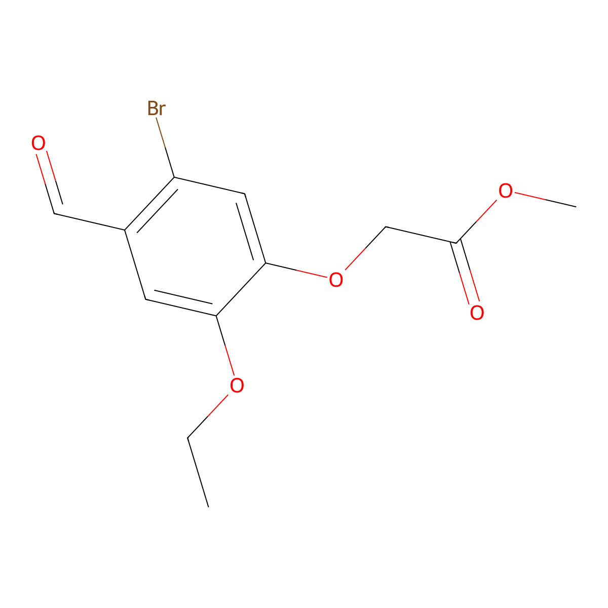 Methyl 2-(5-bromo-2-ethoxy-4-formylphenoxy)acetate molecular structure, CAS 827593-38-4