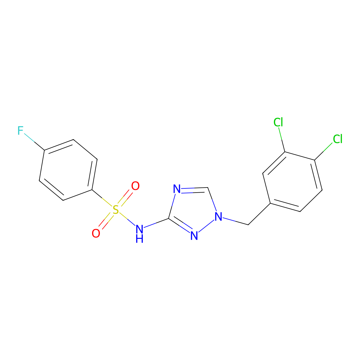 N-[1-[(3,4-dichlorophenyl)methyl]-1,2,4-triazol-3-yl]-4-fluorobenzenesulfonamide molecular structure, CAS 827593-52-2