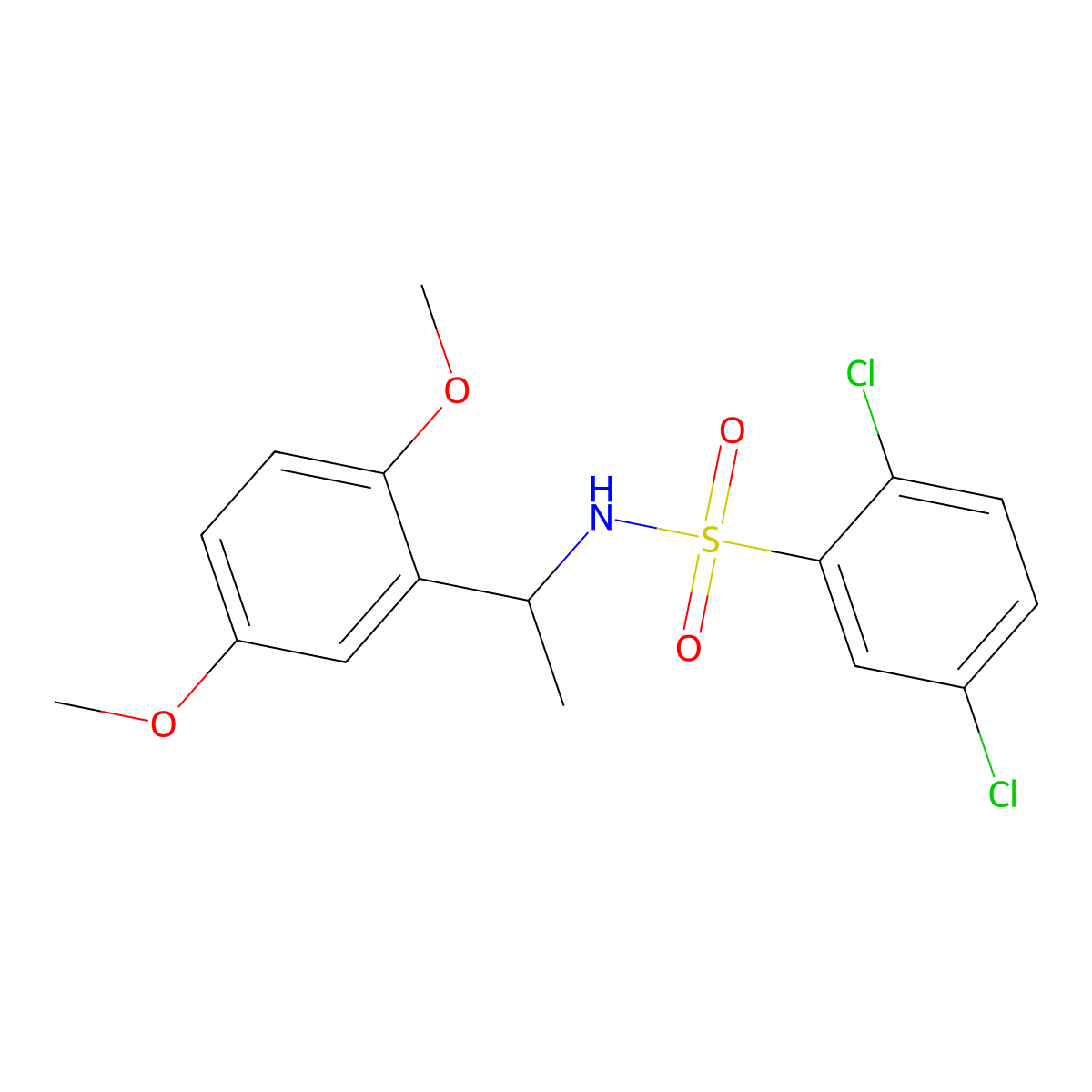 2,5-dichloro-N-[1-(2,5-dimethoxyphenyl)ethyl]benzenesulfonamide molecular structure, CAS 827593-97-5