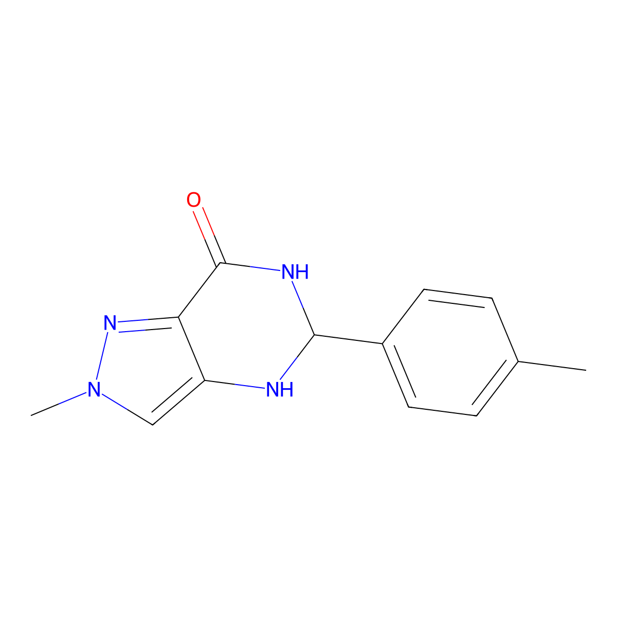 2-methyl-5-(4-methylphenyl)-2,4,5,6-tetrahydro-7H-pyrazolo[4,3-d]pyrimidin-7-one molecular structure, CAS 827594-06-9