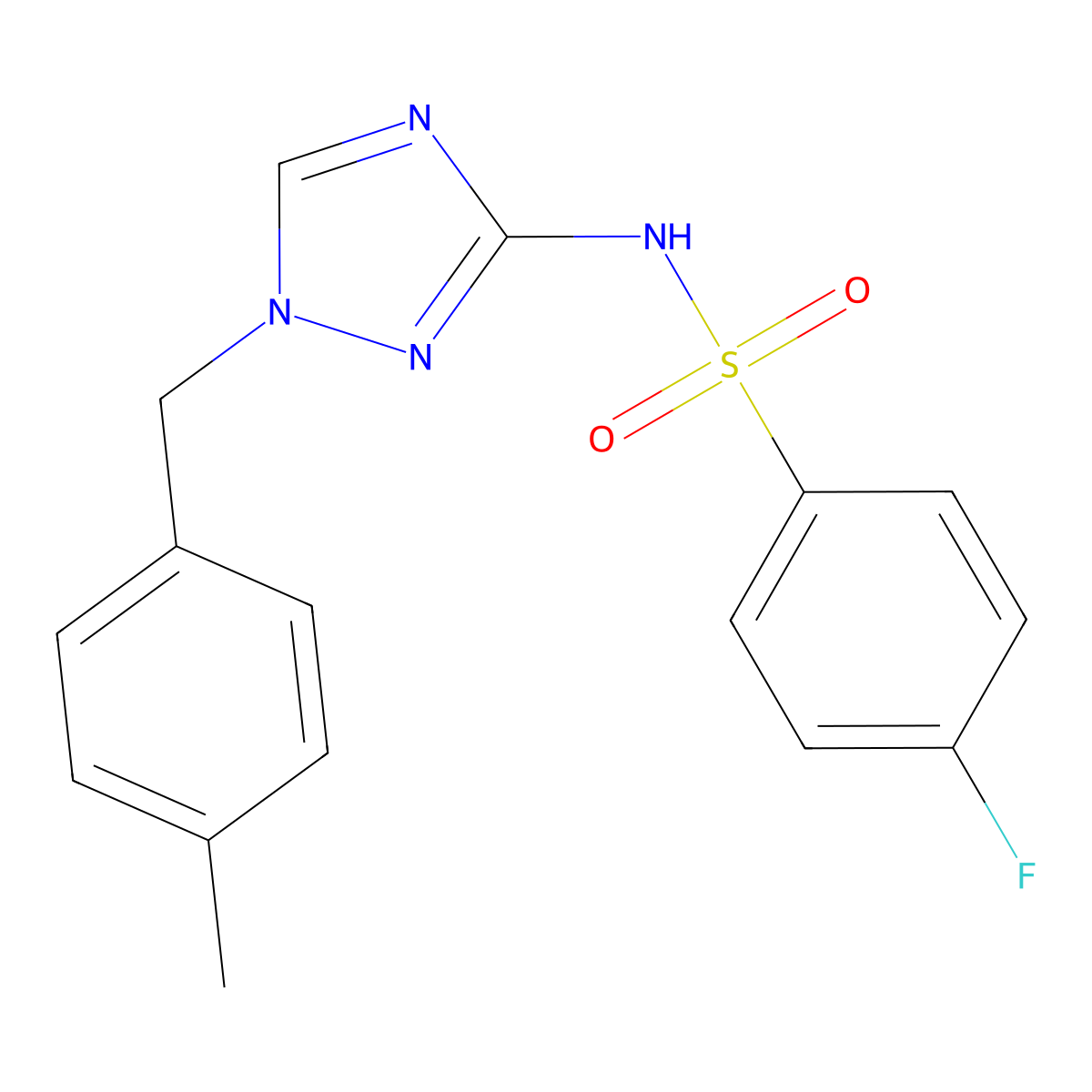 4-fluoro-N-[1-[(4-methylphenyl)methyl]-1,2,4-triazol-3-yl]benzenesulfonamide molecular structure, CAS 827594-27-4