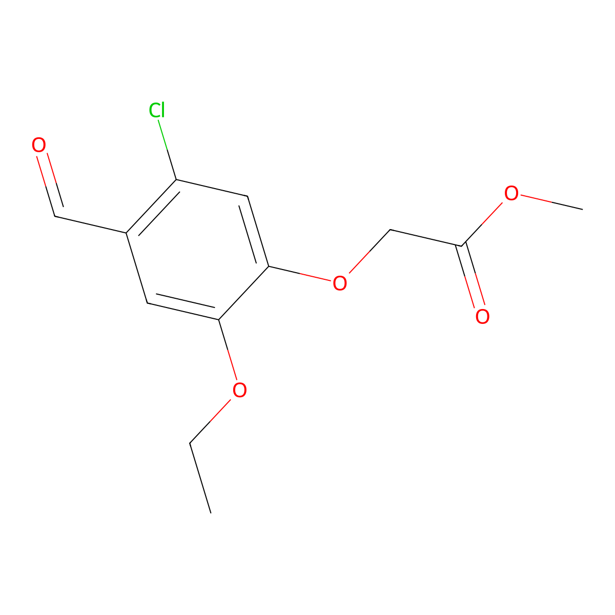 Methyl 2-(5-chloro-2-ethoxy-4-formylphenoxy)acetate molecular structure, CAS 827594-37-6