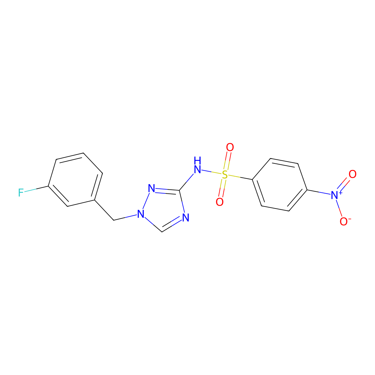N-[1-[(3-fluorophenyl)methyl]-1,2,4-triazol-3-yl]-4-nitrobenzenesulfonamide molecular structure, CAS 827594-45-6