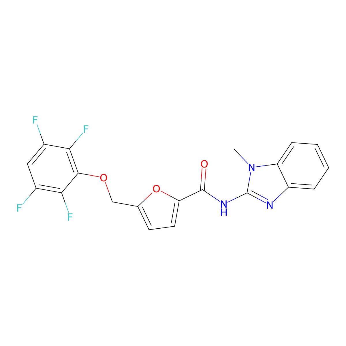 N-(1-methylbenzimidazol-2-yl)-5-[(2,3,5,6-tetrafluorophenoxy)methyl]furan-2-carboxamide molecular structure, CAS 827594-53-6