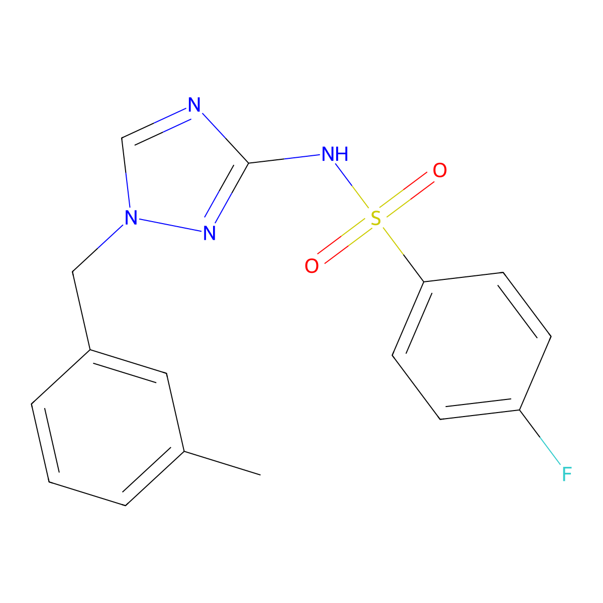 4-fluoro-N-[1-[(3-methylphenyl)methyl]-1,2,4-triazol-3-yl]benzenesulfonamide molecular structure, CAS 827594-93-4
