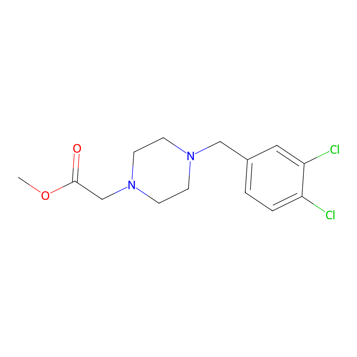 Methyl [4-(3,4-dichlorobenzyl)piperazin-1-yl]acetate molecular structure, CAS 827595-04-0