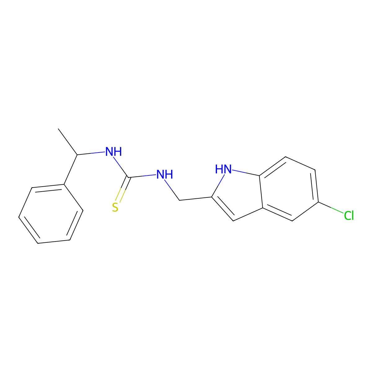 1-[(5-chloro-1H-indol-2-yl)methyl]-3-(1-phenylethyl)thiourea molecular structure, CAS 827595-07-3