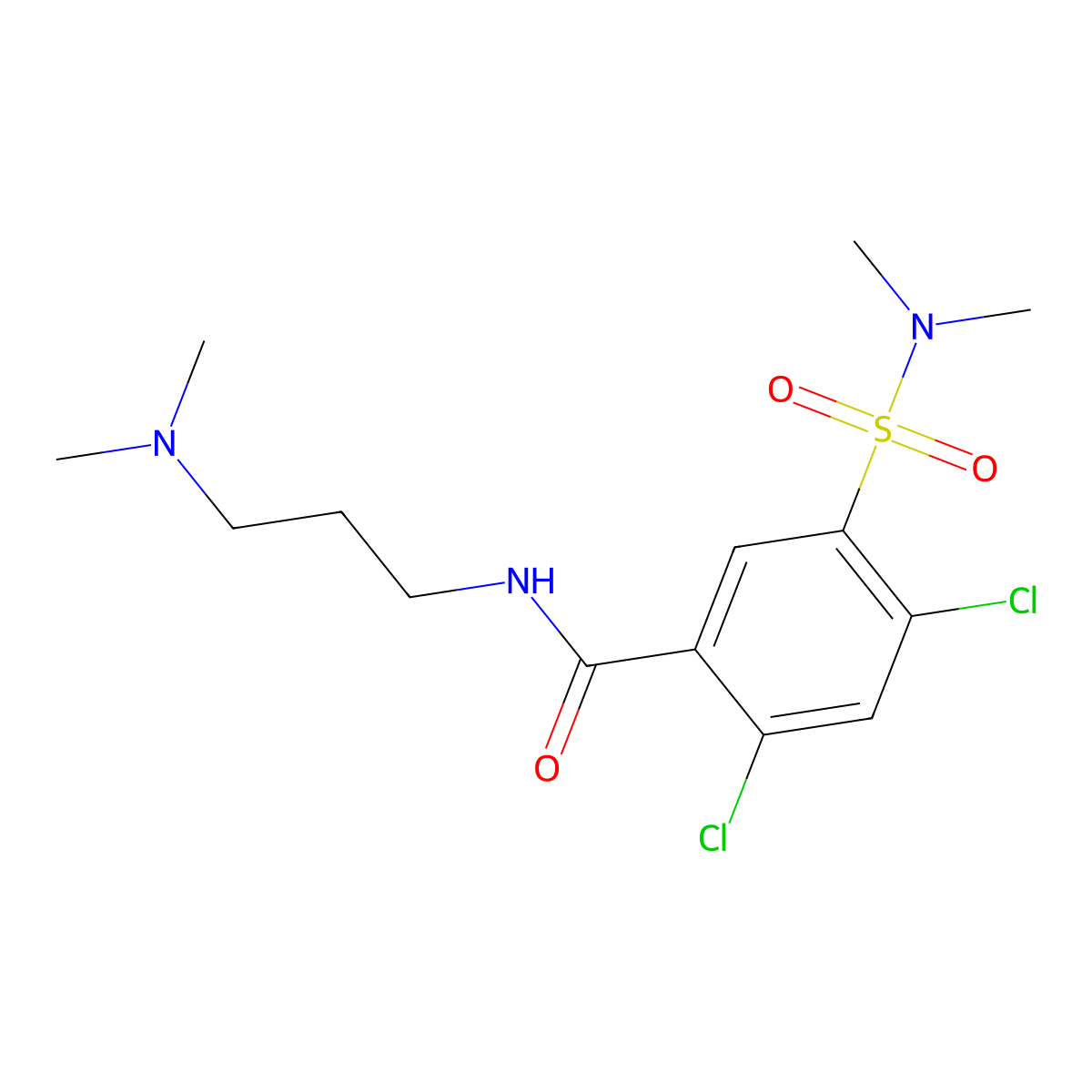 2,4-dichloro-N-[3-(dimethylamino)propyl]-5-(dimethylsulfamoyl)benzamide molecular structure, CAS 827595-13-1