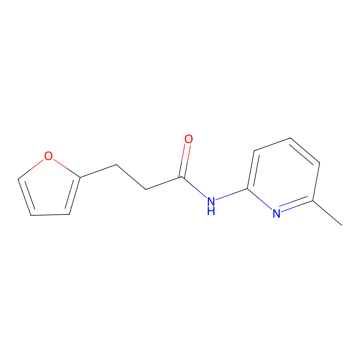 3-(furan-2-yl)-N-(6-methylpyridin-2-yl)propanamide molecular structure, CAS 827598-78-7
