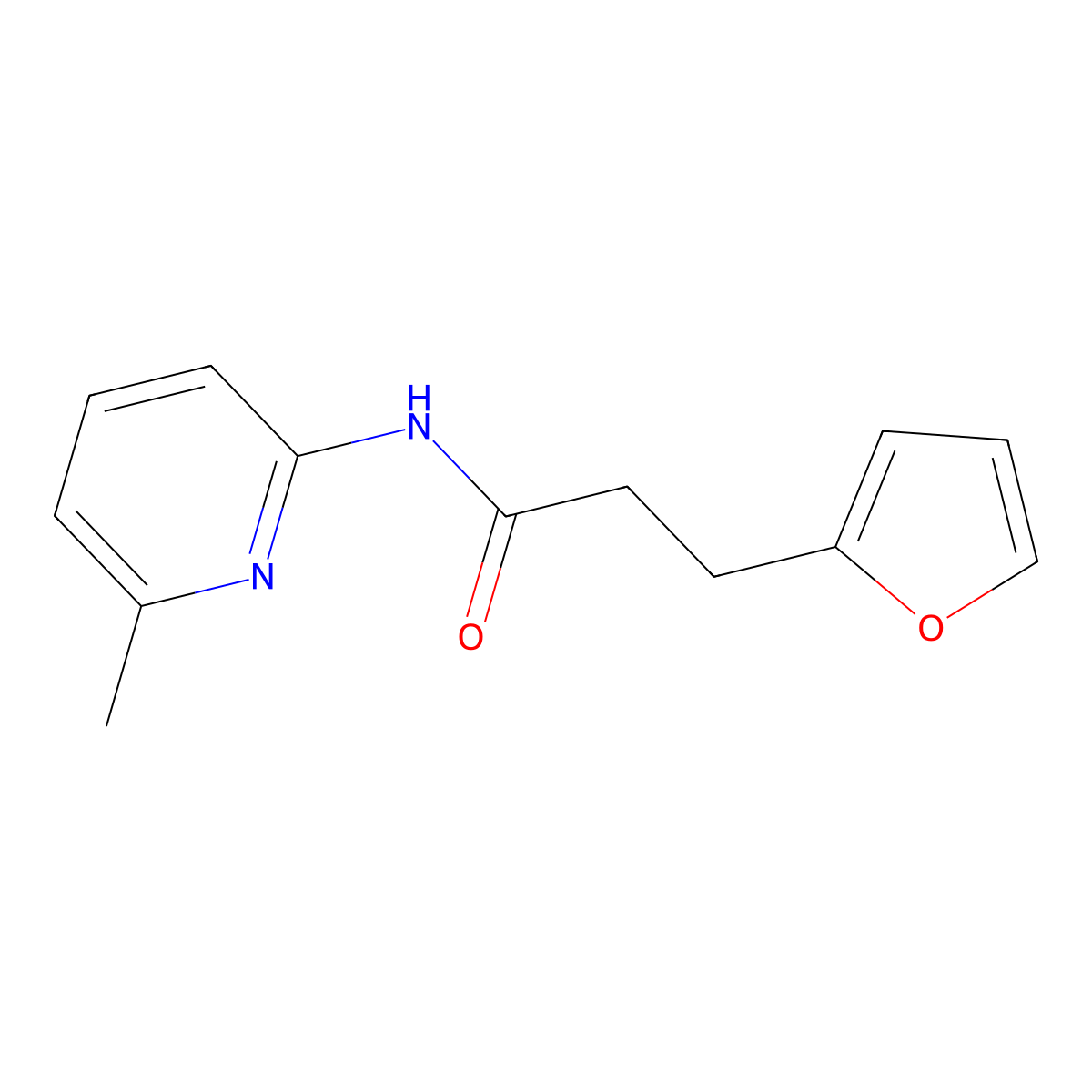 3-(furan-2-yl)-N-(6-methylpyridin-2-yl)propanamide molecular structure, CAS 827598-78-7