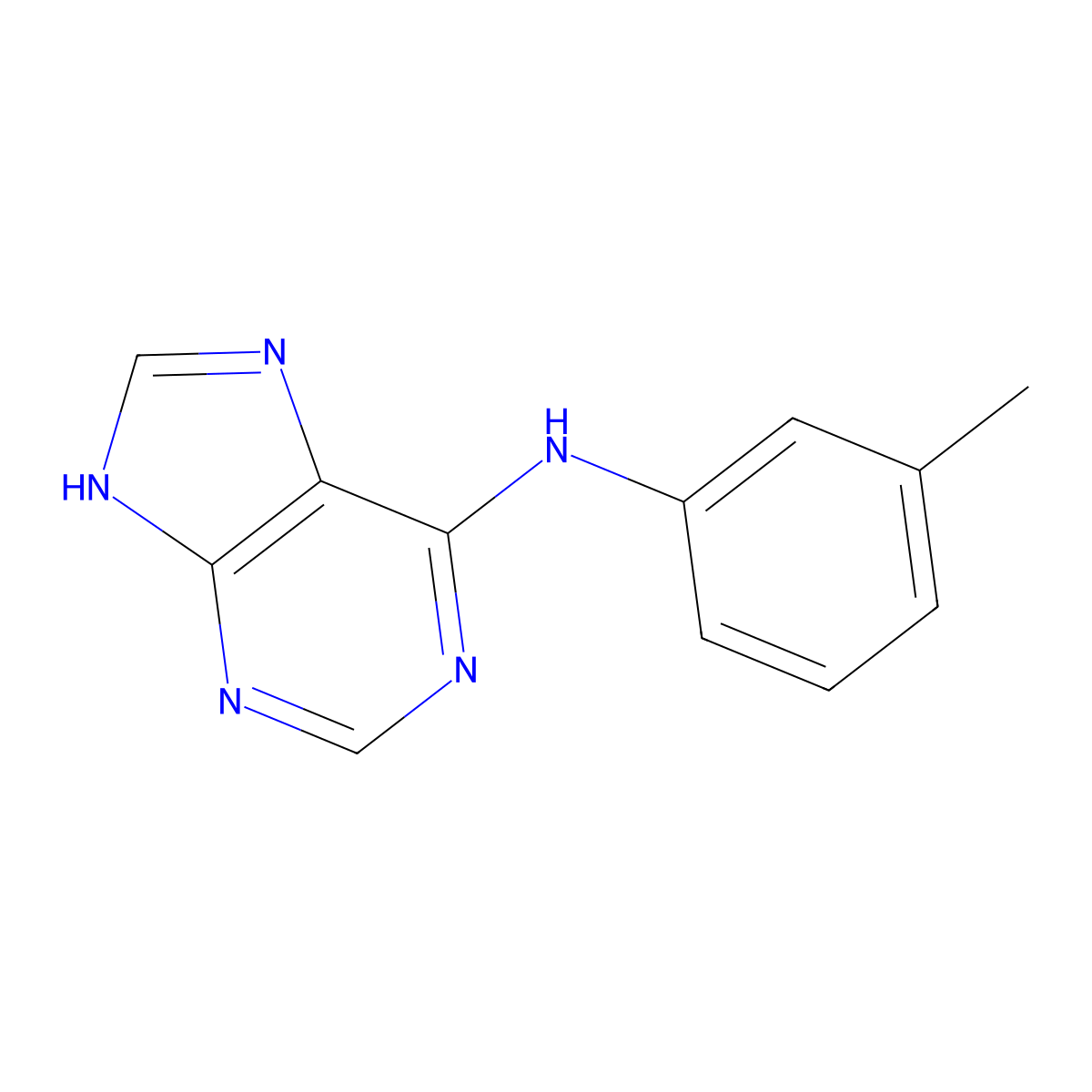 N-(3-methylphenyl)-7H-purin-6-amine molecular structure, CAS 82760-82-5