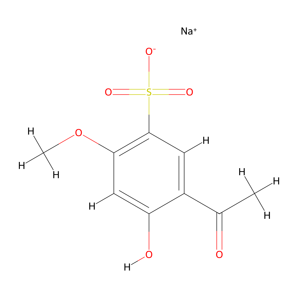 Sodium paeonol sulfonate molecular structure, CAS 827610-11-7