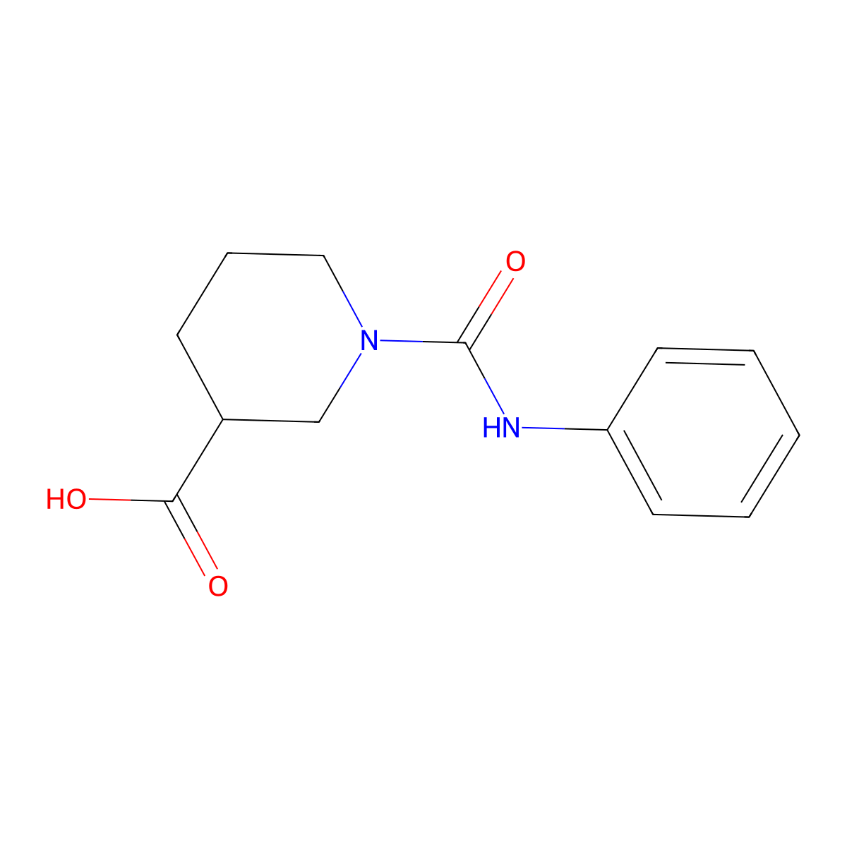 1-(Phenylcarbamoyl)piperidine-3-carboxylic acid molecular structure, CAS 827612-81-7
