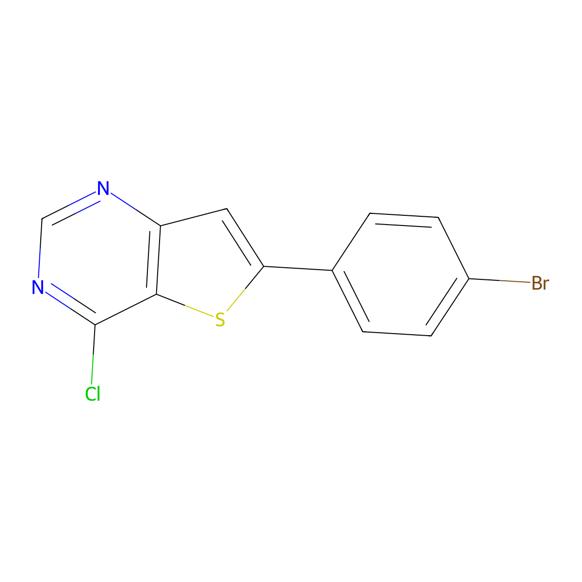 6-(4-Bromophenyl)-4-chlorothieno[3,2-d]pyrimidine molecular structure, CAS 827614-25-5