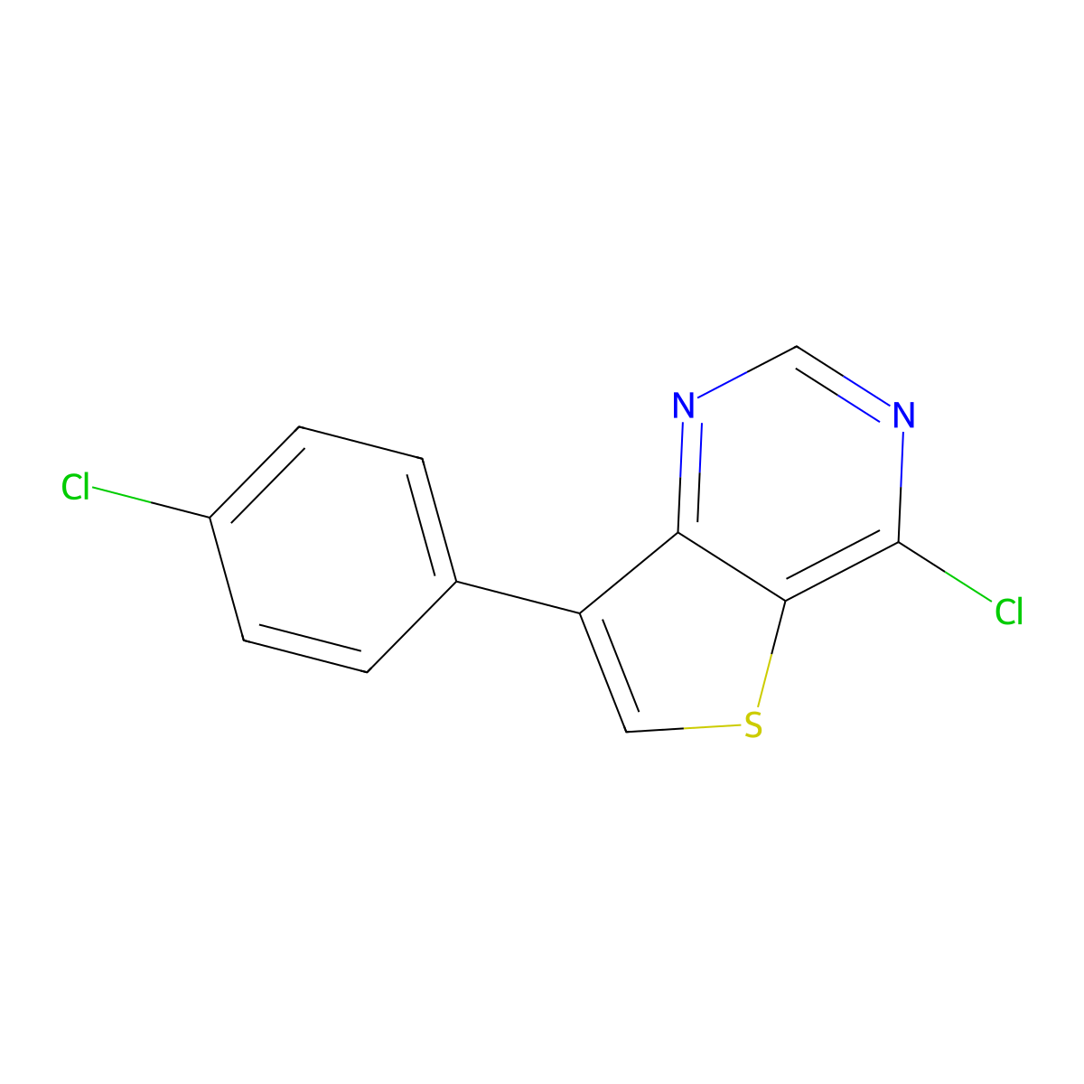 4-Chloro-7-(4-chlorophenyl)thieno[3,2-d]pyrimidine molecular structure, CAS 827614-30-2