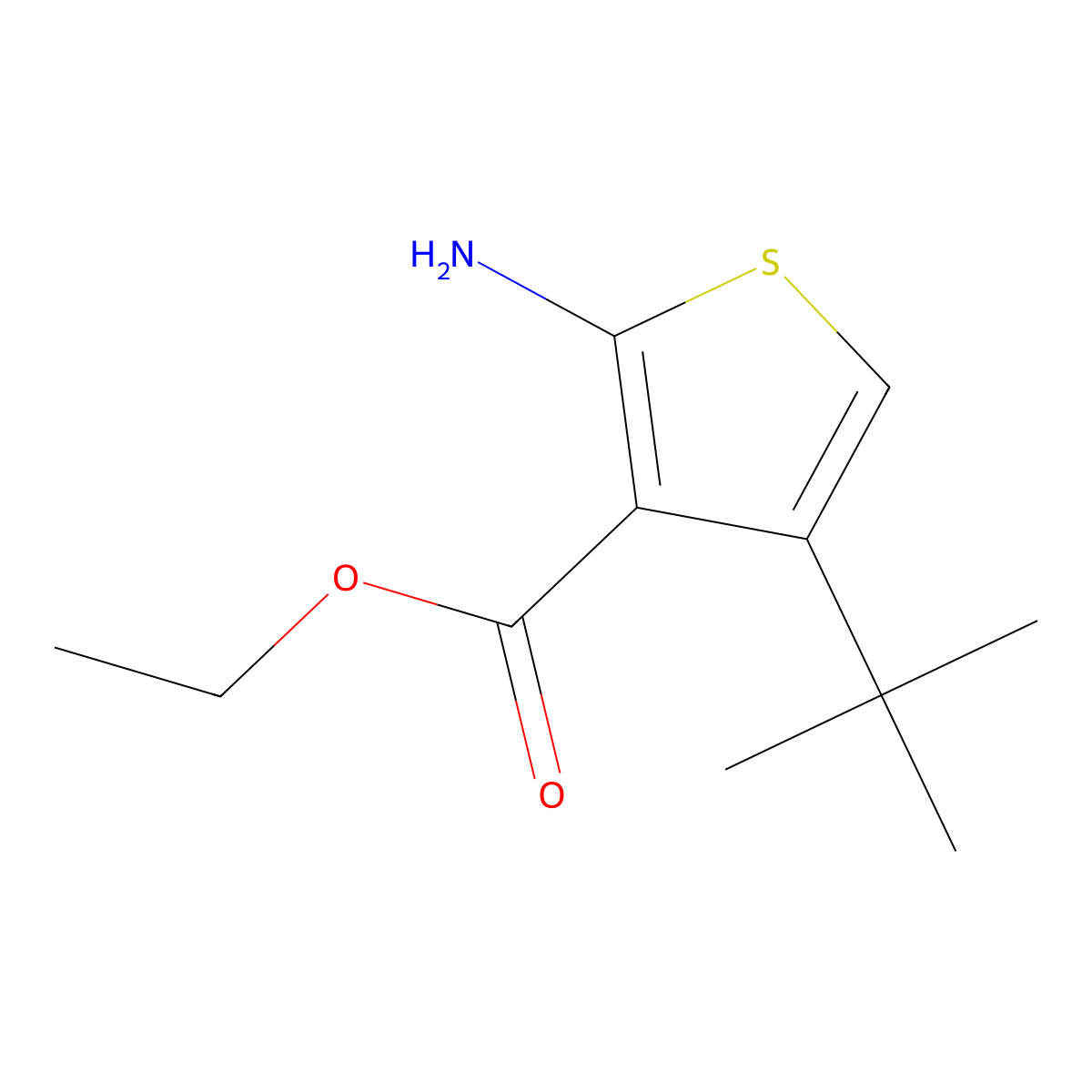 Ethyl 2-amino-4-tert-butylthiophene-3-carboxylate molecular structure, CAS 827614-39-1