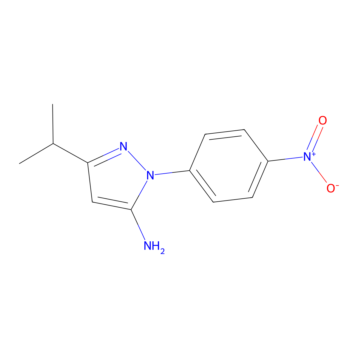3-Isopropyl-1-(4-nitrophenyl)-1H-pyrazol-5-amine molecular structure, CAS 827614-45-9