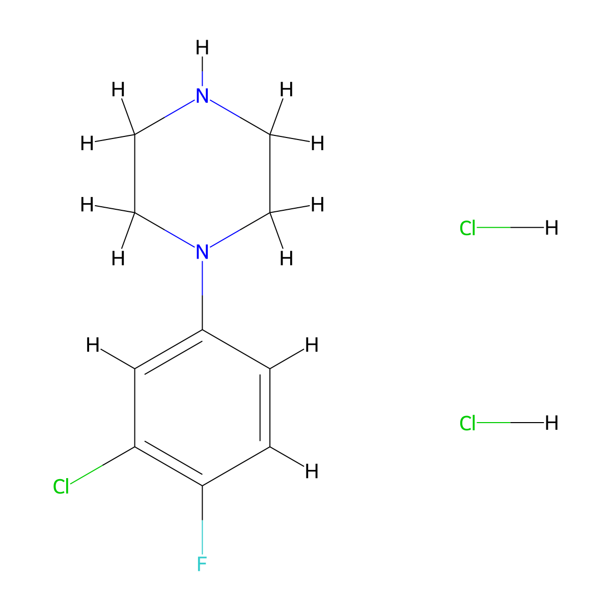 3-Chloro-4-fluorophenylpiperazine dihydrochloride molecular structure, CAS 827614-46-0