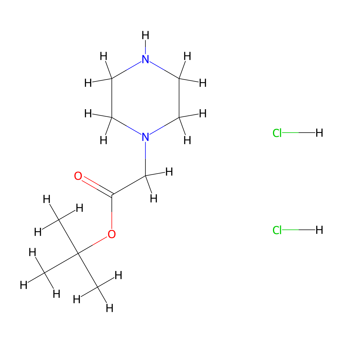 Tert-butyl 2-(piperazin-1-yl)acetate dihydrochloride molecular structure, CAS 827614-56-2