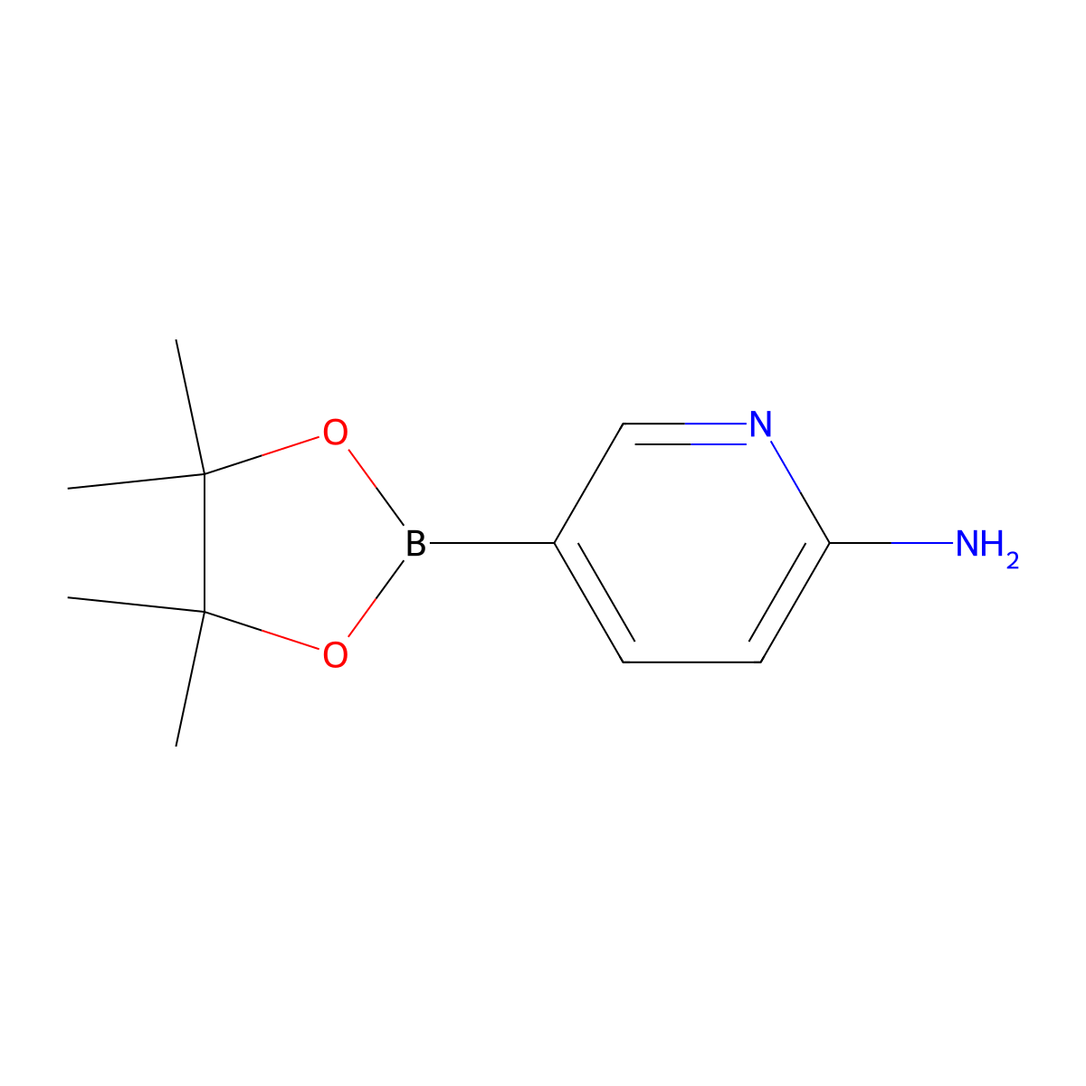 5-(4,4,5,5-Tetramethyl-1,3,2-dioxaborolan-2-yl)pyridin-2-amine molecular structure, CAS 827614-64-2