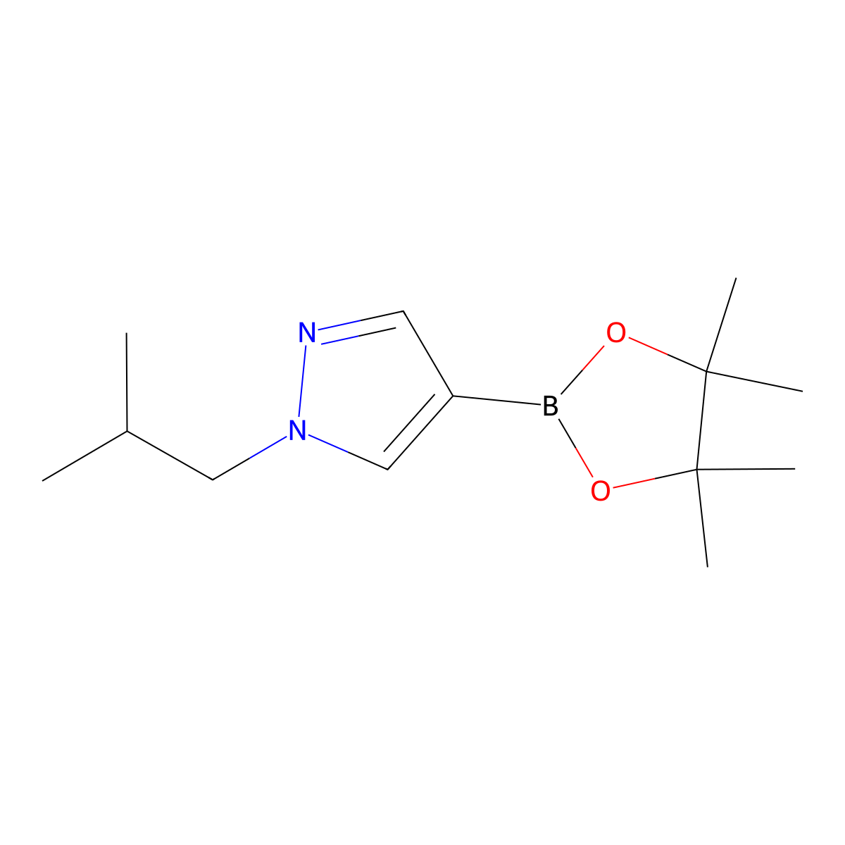 1-Isobutyl-4-(4,4,5,5-tetramethyl-1,3,2-dioxaborolan-2-yl)-1H-pyrazole molecular structure, CAS 827614-66-4