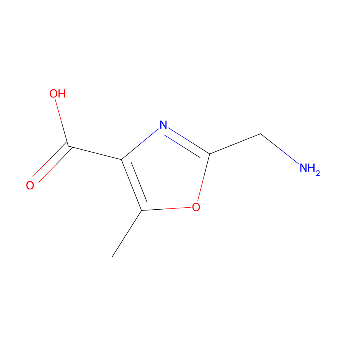 2-(Aminomethyl)-5-methyl-1,3-oxazole-4-carboxylic acid molecular structure, CAS 827616-02-4
